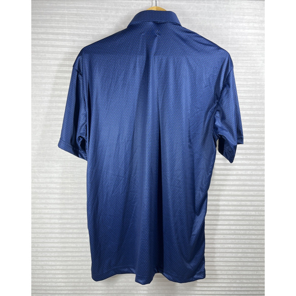 Collars & Co Polo Shirt Mens Large Blue Geometric Performance Golf Dress Collar - Picture 3 of 8